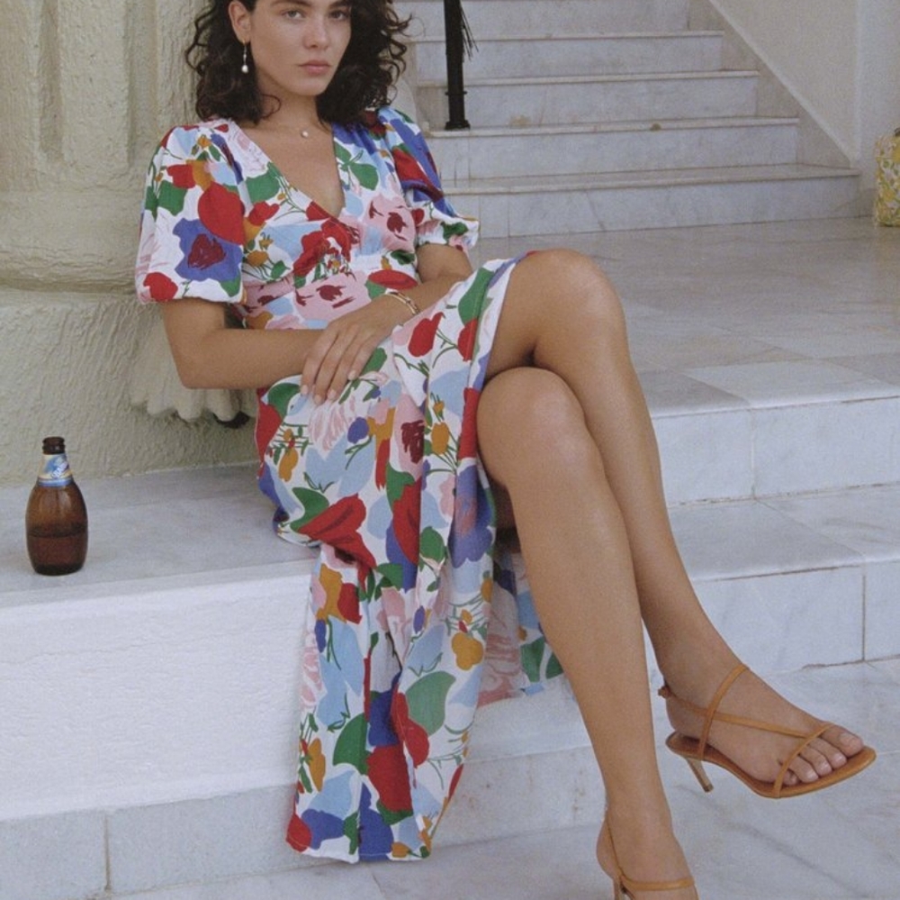 NWT Faithfull the Brand Vittoria Midi Dress in Anita Floral